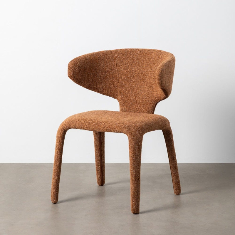 Fauteuil de table design chic en Tissu Marron Chiné Métal Uyana (Lot de 2) - 10