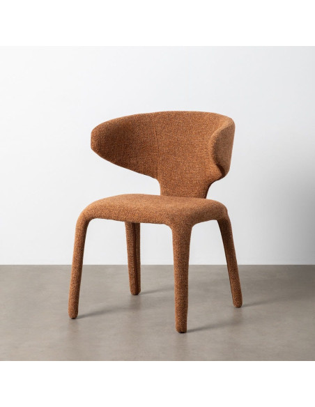 Fauteuil de table design chic en Tissu Marron Chiné Métal Uyana (Lot de 2) - 10