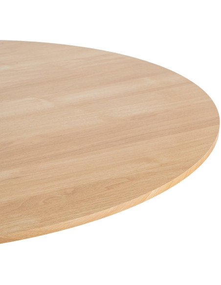 Table à manger moderne chic Ronde 4 personnes en Bois MDF Naturel Mélaminé Motif bois Métal Blanc Oshira - 4