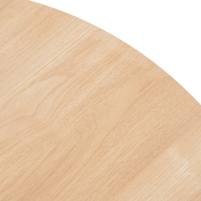 Table à manger moderne chic Ronde 4 personnes en Bois MDF Naturel Mélaminé Motif bois Métal Blanc Oshira - 5