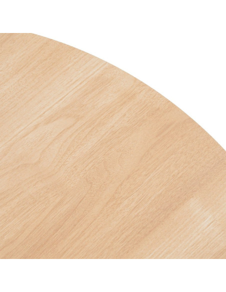 Table à manger moderne chic Ronde 4 personnes en Bois MDF Naturel Mélaminé Motif bois Métal Blanc Oshira - 5