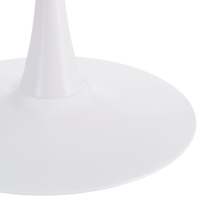 Table à manger moderne chic Ronde 4 personnes en Bois MDF Naturel Mélaminé Motif bois Métal Blanc Oshira - 6