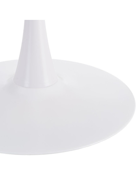 Table à manger moderne chic Ronde 4 personnes en Bois MDF Naturel Mélaminé Motif bois Métal Blanc Oshira - 6