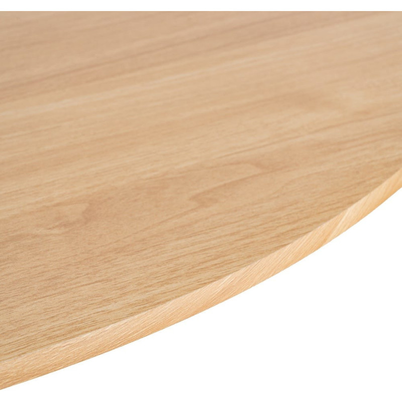 Table à manger moderne chic Ronde 4 personnes en Bois MDF Naturel Mélaminé Motif bois Métal Blanc Oshira - 7
