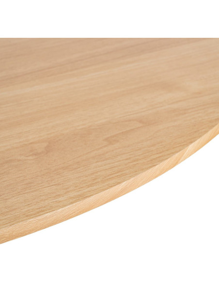Table à manger moderne chic Ronde 4 personnes en Bois MDF Naturel Mélaminé Motif bois Métal Blanc Oshira - 7