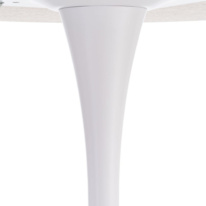 Table à manger moderne chic Ronde 4 personnes en Bois MDF Naturel Mélaminé Motif bois Métal Blanc Oshira - 9