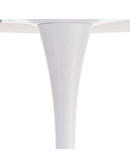 Table à manger moderne chic Ronde 4 personnes en Bois MDF Naturel Mélaminé Motif bois Métal Blanc Oshira - 9