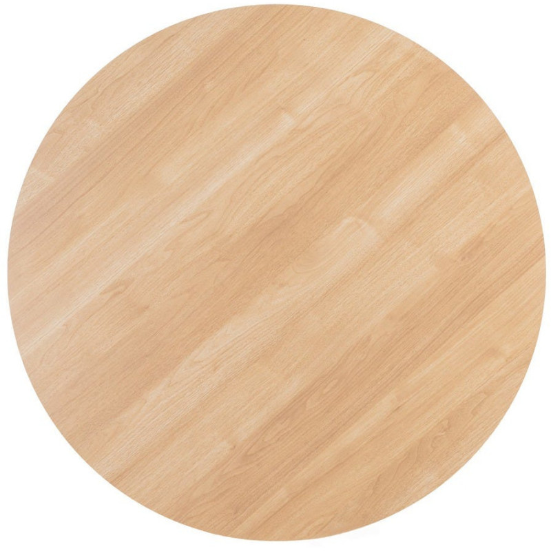 Table à manger moderne chic Ronde 4 personnes en Bois MDF Naturel Mélaminé Motif bois Métal Blanc Oshira - 10
