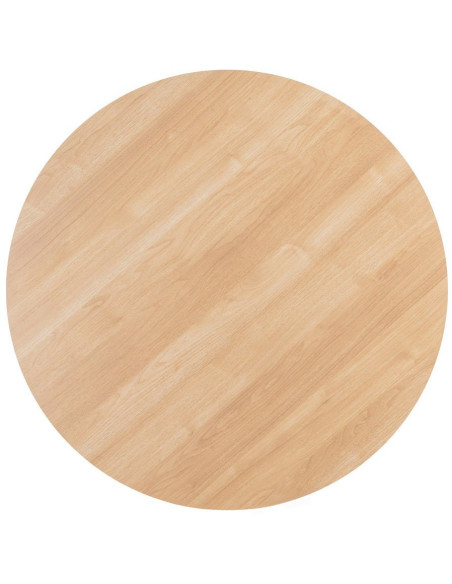 Table à manger moderne chic Ronde 4 personnes en Bois MDF Naturel Mélaminé Motif bois Métal Blanc Oshira - 10