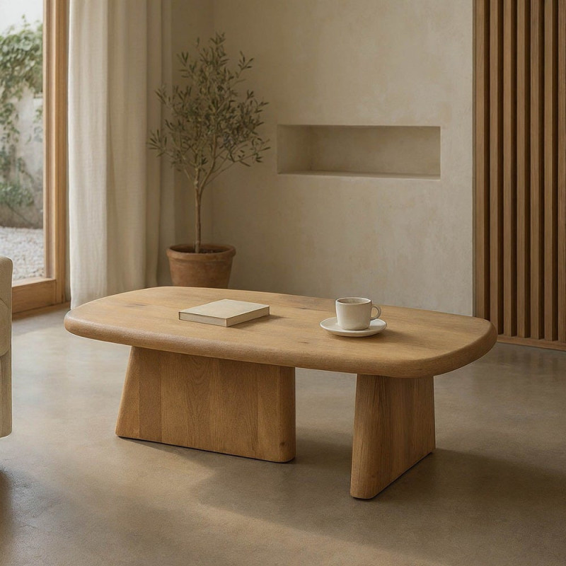 Grande Table basse moderne Rectangulaire en Bois de manguier Naturel Macarella - 1