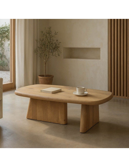 Grande Table basse moderne Rectangulaire en Bois de manguier Naturel Macarella - 1