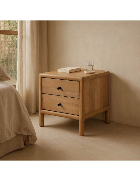 Table de chevet moderne 2 tiroirs en Bois de manguier Naturel Macarella - 1