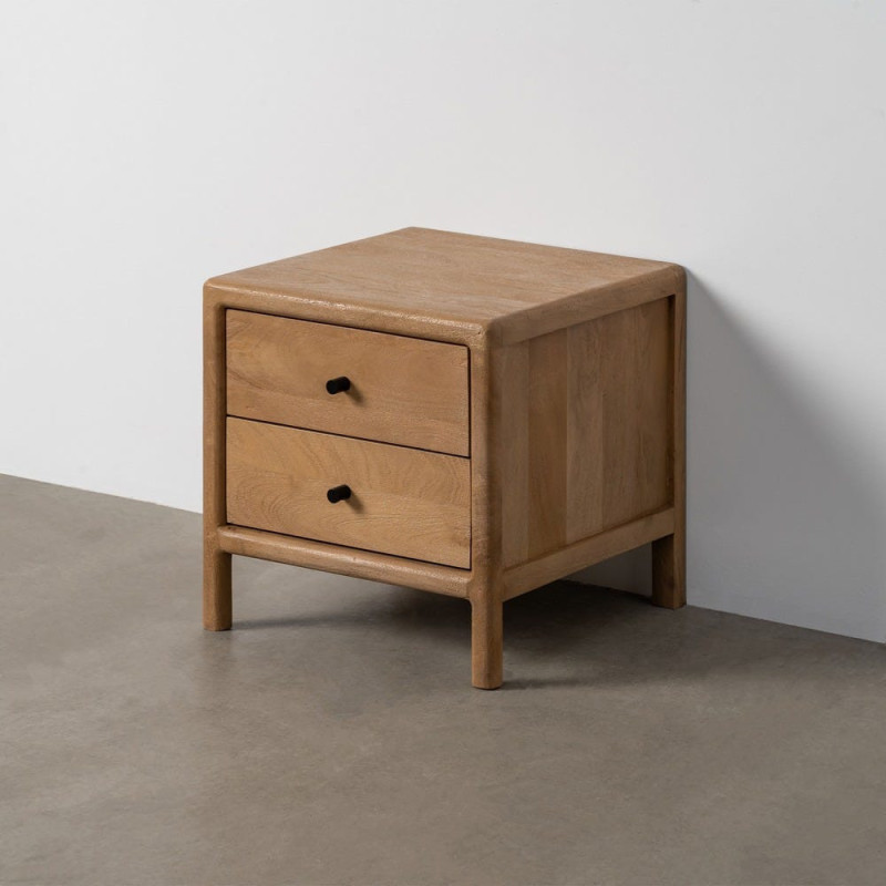 Table de chevet moderne 2 tiroirs en Bois de manguier Naturel Macarella - 2