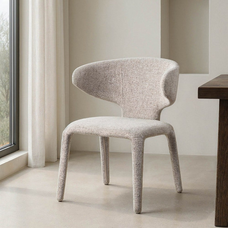 Fauteuil de table design chic en Tissu Gris Chiné Métal Uyana (Lot de 2) - 2