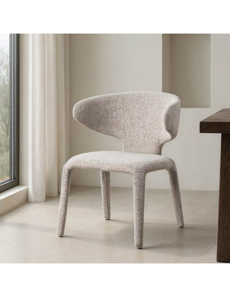 Fauteuil de table design chic en Tissu Gris Chiné Métal Uyana (Lot de 2) - 2