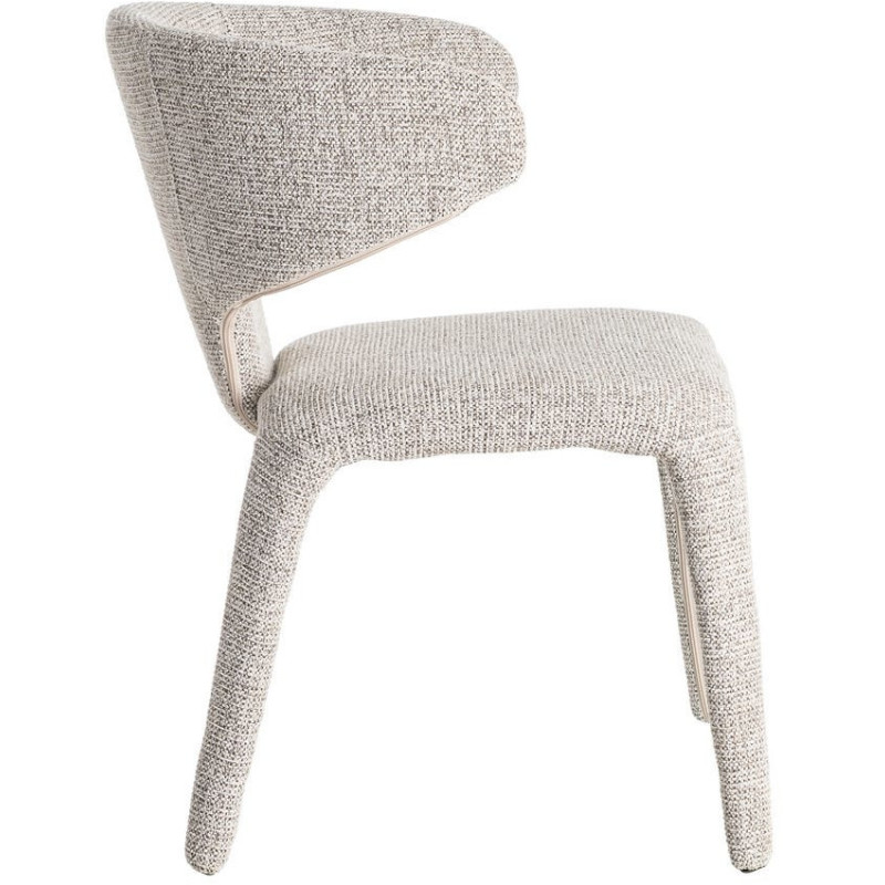 Fauteuil de table design chic en Tissu Gris Chiné Métal Uyana (Lot de 2) - 4