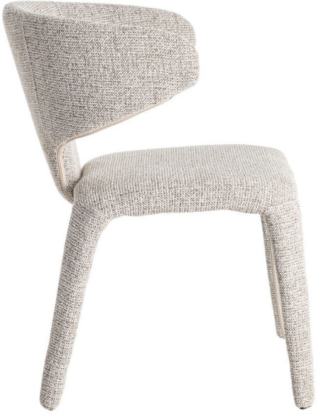 Fauteuil de table design chic en Tissu Gris Chiné Métal Uyana (Lot de 2) - 4