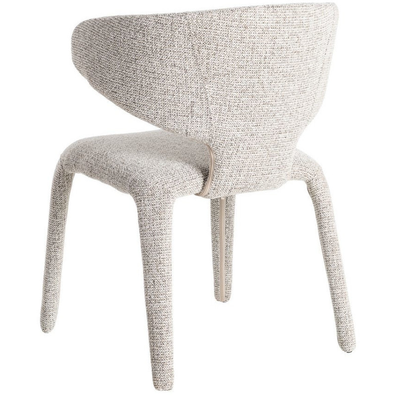 Fauteuil de table design chic en Tissu Gris Chiné Métal Uyana (Lot de 2) - 5
