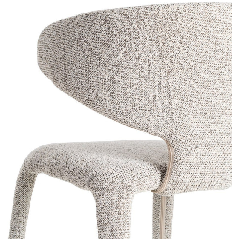 Fauteuil de table design chic en Tissu Gris Chiné Métal Uyana (Lot de 2) - 6