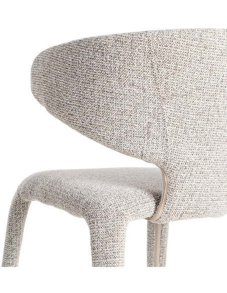 Fauteuil de table design chic en Tissu Gris Chiné Métal Uyana (Lot de 2) - 6