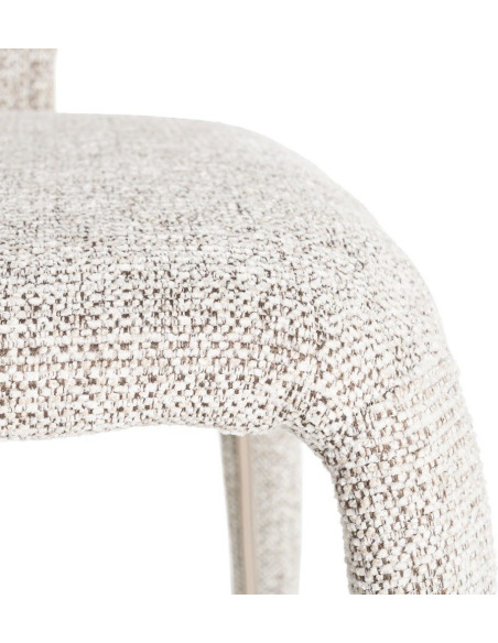 Fauteuil de table design chic en Tissu Gris Chiné Métal Uyana (Lot de 2) - 7