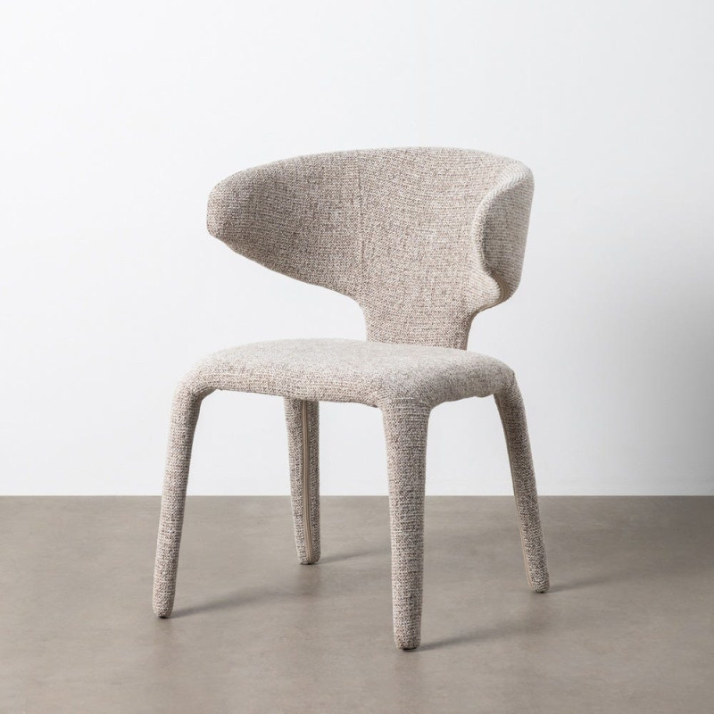 Fauteuil de table design chic en Tissu Gris Chiné Métal Uyana (Lot de 2) - 10