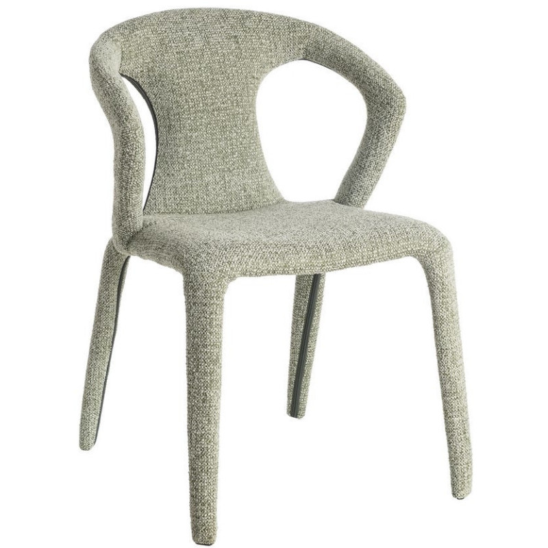 Fauteuil de table moderne chic en Tissu Vert Chiné Métal Fuzara (Lot de 2) - 1