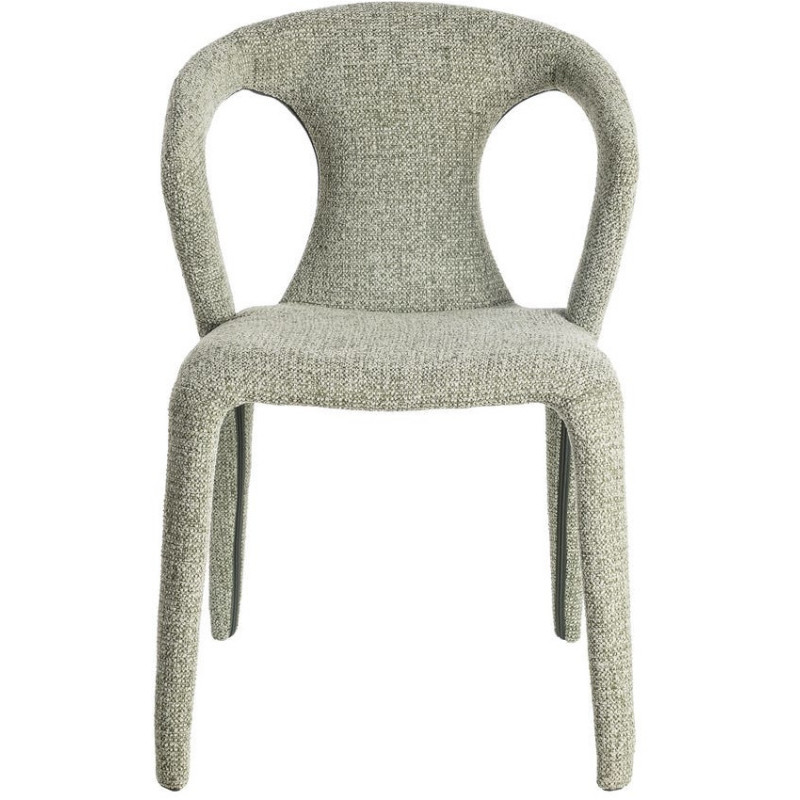 Fauteuil de table moderne chic en Tissu Vert Chiné Métal Fuzara (Lot de 2) - 3