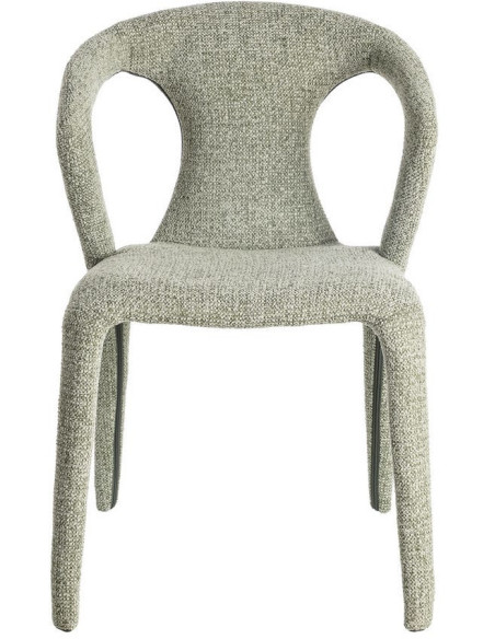 Fauteuil de table moderne chic en Tissu Vert Chiné Métal Fuzara (Lot de 2) - 3