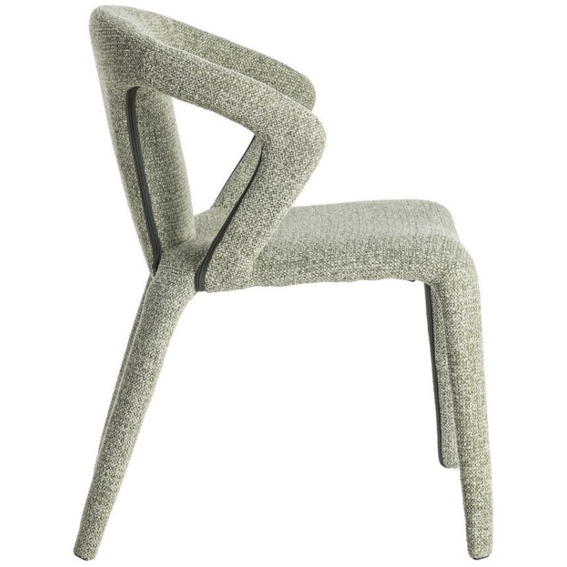 Fauteuil de table moderne chic en Tissu Vert Chiné Métal Fuzara (Lot de 2) - 4