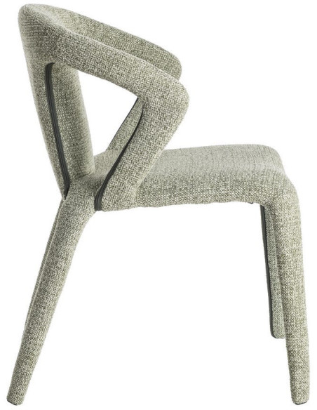 Fauteuil de table moderne chic en Tissu Vert Chiné Métal Fuzara (Lot de 2) - 4