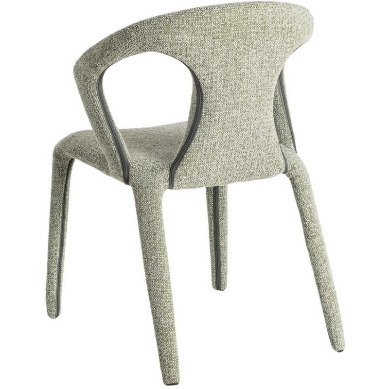 Fauteuil de table moderne chic en Tissu Vert Chiné Métal Fuzara (Lot de 2) - 5