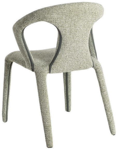 Fauteuil de table moderne chic en Tissu Vert Chiné Métal Fuzara (Lot de 2) - 5