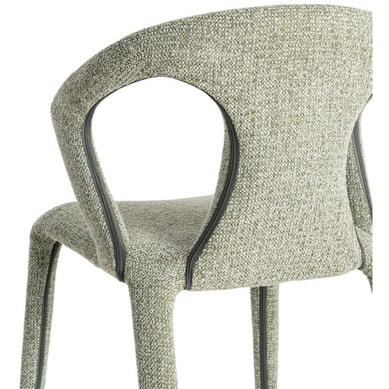 Fauteuil de table moderne chic en Tissu Vert Chiné Métal Fuzara (Lot de 2) - 6