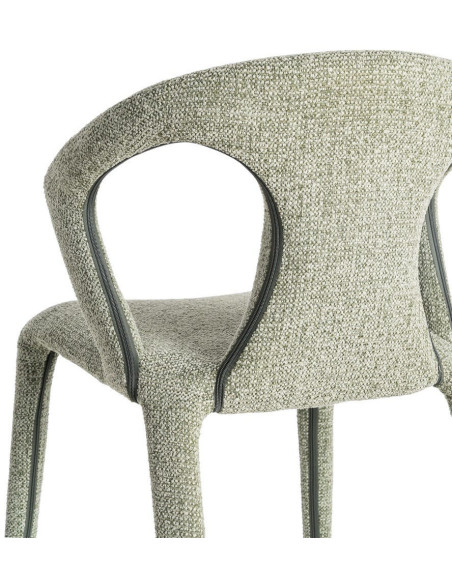 Fauteuil de table moderne chic en Tissu Vert Chiné Métal Fuzara (Lot de 2) - 6