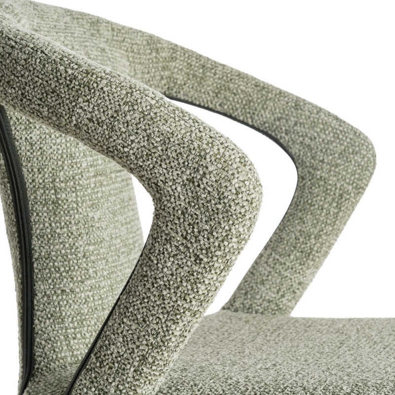 Fauteuil de table moderne chic en Tissu Vert Chiné Métal Fuzara (Lot de 2) - 7