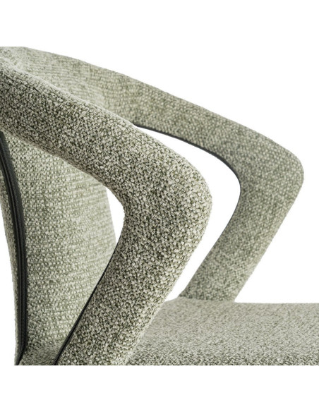 Fauteuil de table moderne chic en Tissu Vert Chiné Métal Fuzara (Lot de 2) - 7