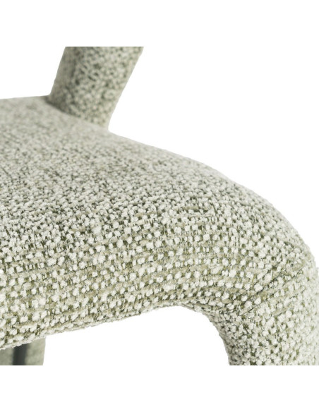 Fauteuil de table moderne chic en Tissu Vert Chiné Métal Fuzara (Lot de 2) - 8