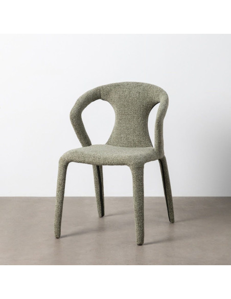 Fauteuil de table moderne chic en Tissu Vert Chiné Métal Fuzara (Lot de 2) - 11