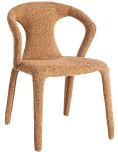 Fauteuil de table moderne chic en Tissu Marron Chiné Métal Fuzara (Lot de 2) - 1