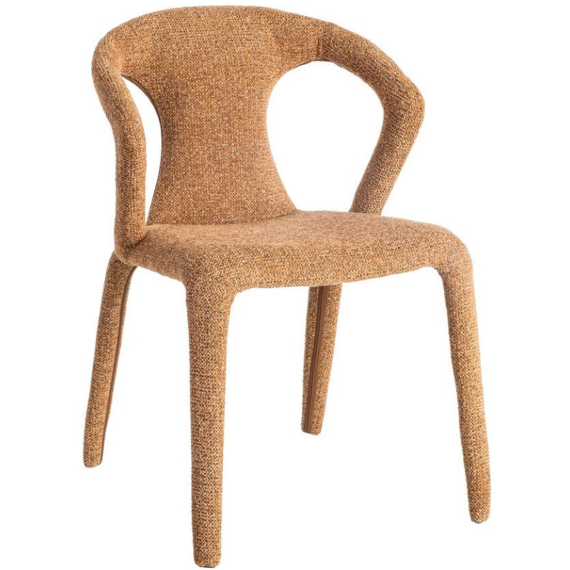 Fauteuil de table moderne chic en Tissu Marron Chiné Métal Fuzara (Lot de 2) - 1