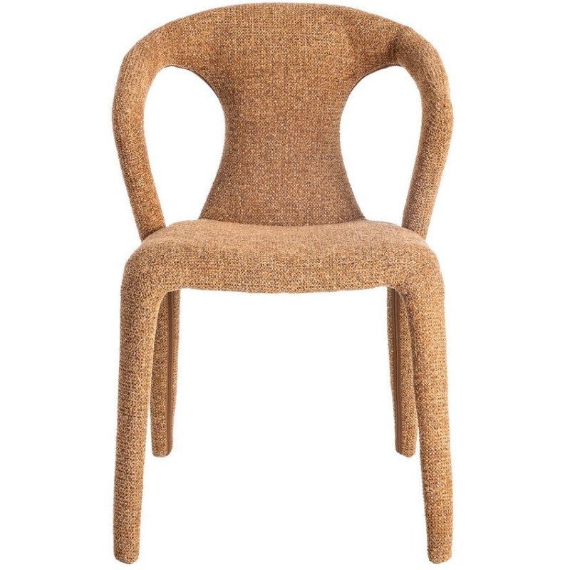 Fauteuil de table moderne chic en Tissu Marron Chiné Métal Fuzara (Lot de 2) - 3