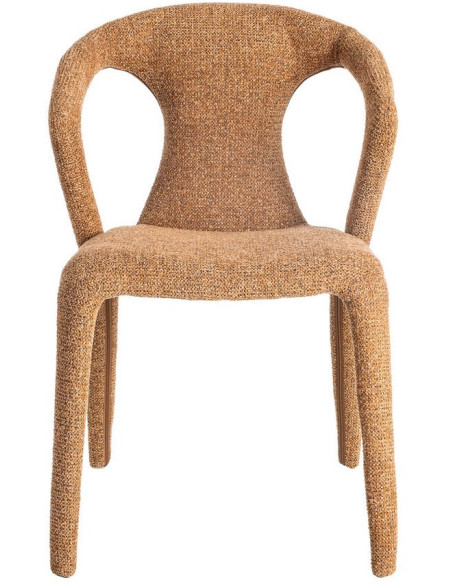 Fauteuil de table moderne chic en Tissu Marron Chiné Métal Fuzara (Lot de 2) - 3