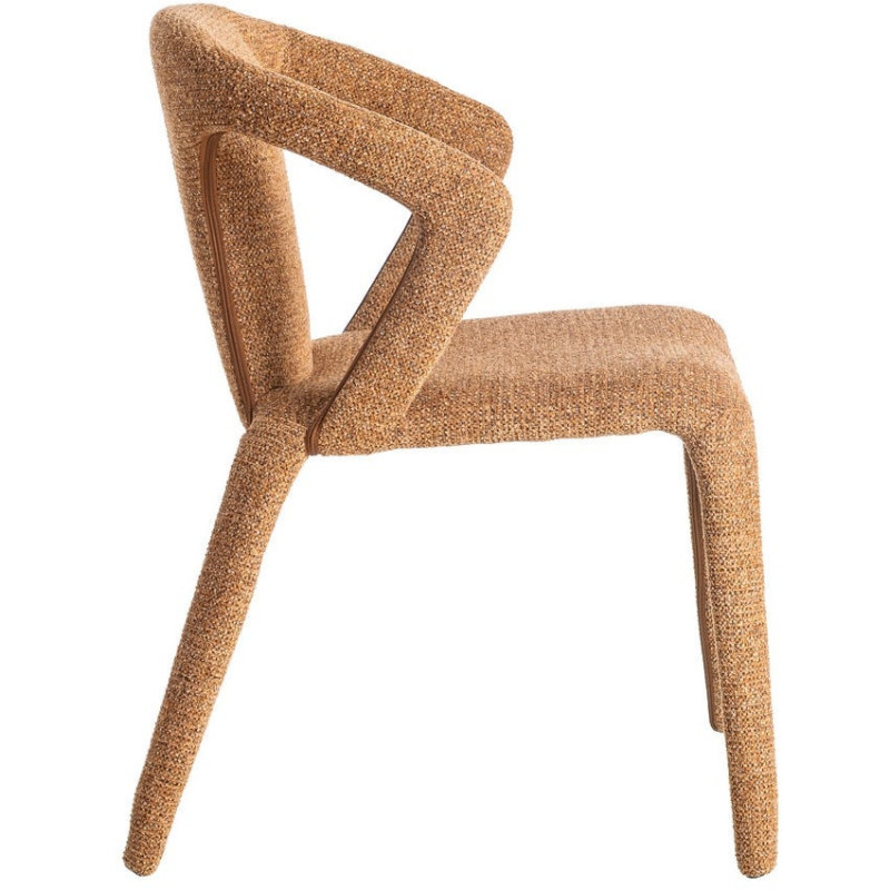 Fauteuil de table moderne chic en Tissu Marron Chiné Métal Fuzara (Lot de 2) - 4