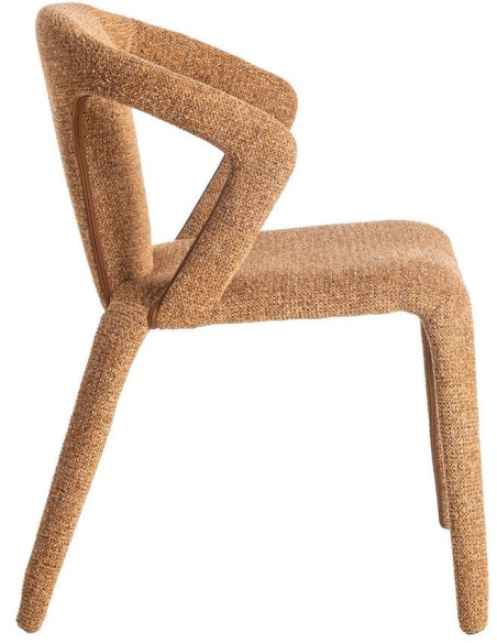 Fauteuil de table moderne chic en Tissu Marron Chiné Métal Fuzara (Lot de 2) - 4