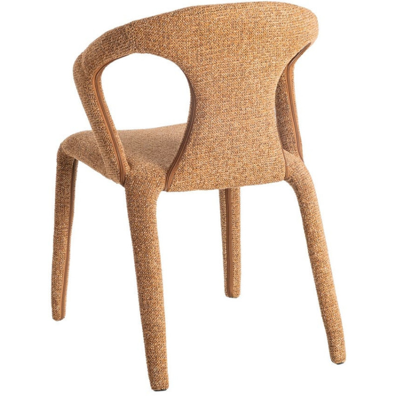 Fauteuil de table moderne chic en Tissu Marron Chiné Métal Fuzara (Lot de 2) - 5