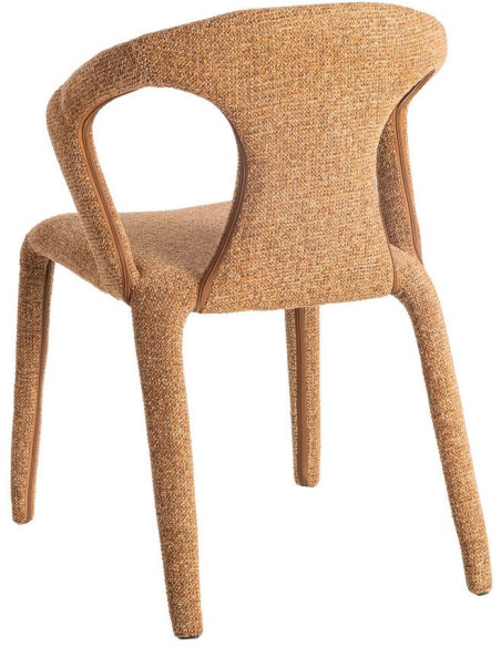 Fauteuil de table moderne chic en Tissu Marron Chiné Métal Fuzara (Lot de 2) - 5