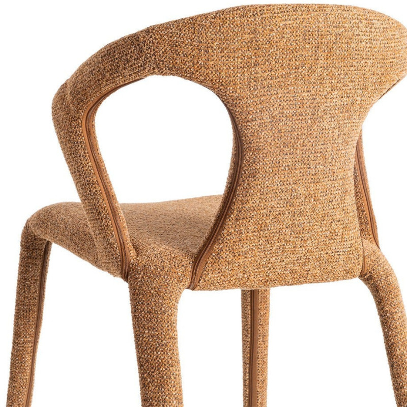 Fauteuil de table moderne chic en Tissu Marron Chiné Métal Fuzara (Lot de 2) - 6