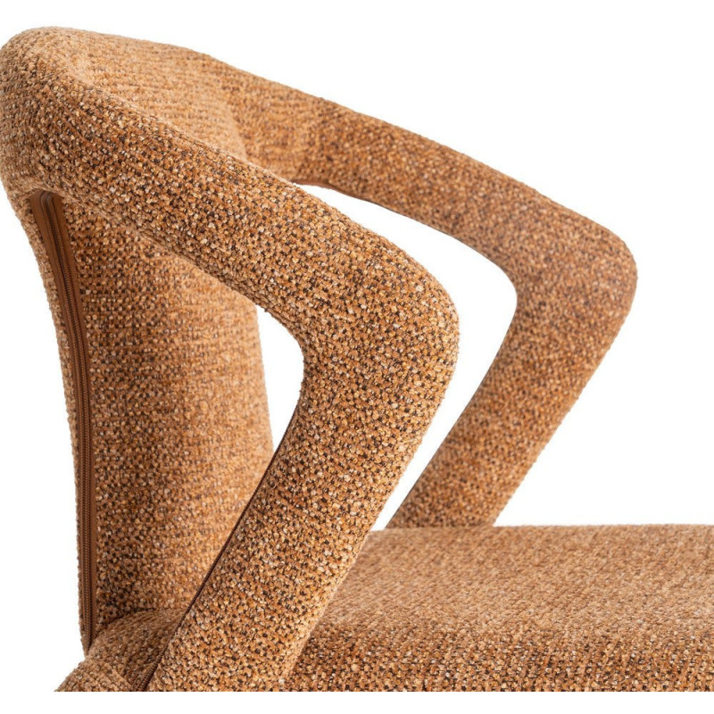 Fauteuil de table moderne chic en Tissu Marron Chiné Métal Fuzara (Lot de 2) - 7