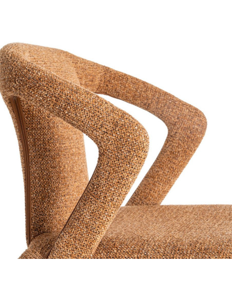 Fauteuil de table moderne chic en Tissu Marron Chiné Métal Fuzara (Lot de 2) - 7
